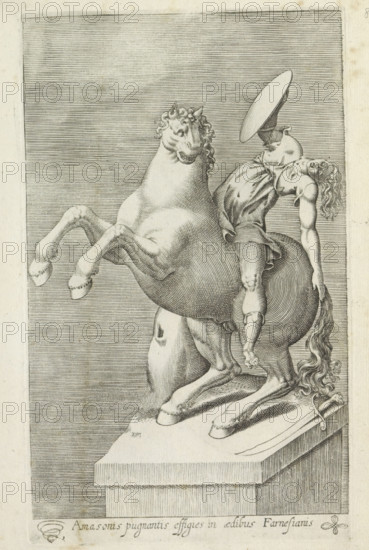 Amasonis pugnantis effigies in aedibus Farnesianis, Sculpture of an Amazon on horseback, Ancient
