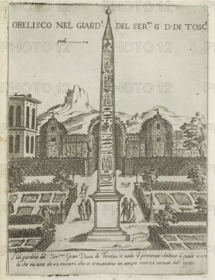 Obelisco nel giard.o del ser.mo GD Di Tosc.a, Egyptian obelisk in the garden of the Villa Medici in