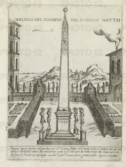 Obelisk in the garden of Ciriaco Mattei, Obelisco nel giardino del S ciriaco Mattei, Ornamenti di