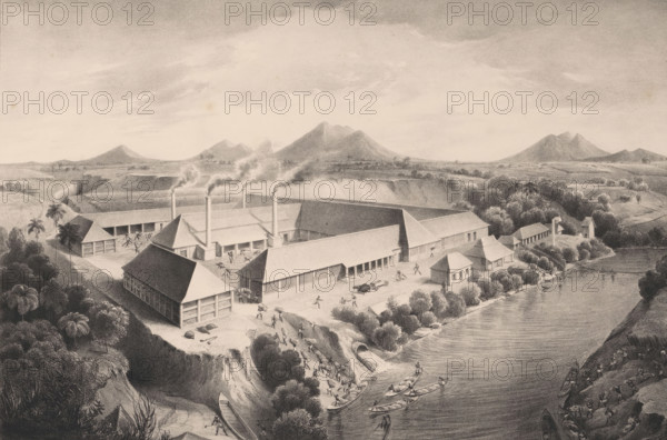 View of the sugar factory in Serpong, La fabrique de sucre, située dans le domaine de Serpon,