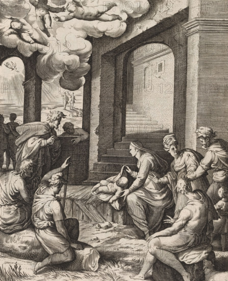 Adoration of the Shepherds, Scenes from the Life of Christ, print, album page, Series number, 3,