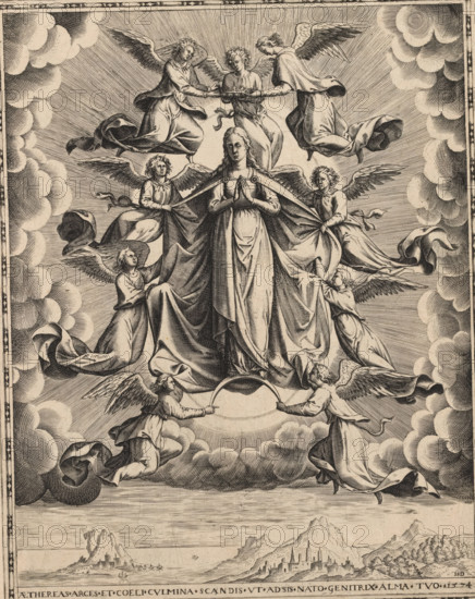 Coronation of Mary, print, album page, This print is part of an album., printmaker: Monogrammist