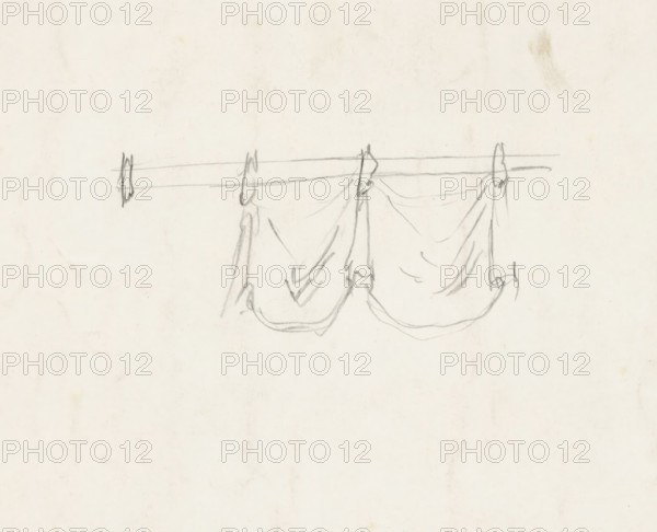 Detail of a curtain, drawing, draftsman (artist): anonymous, c. 1886 - c. 1899, draftsman (artist),