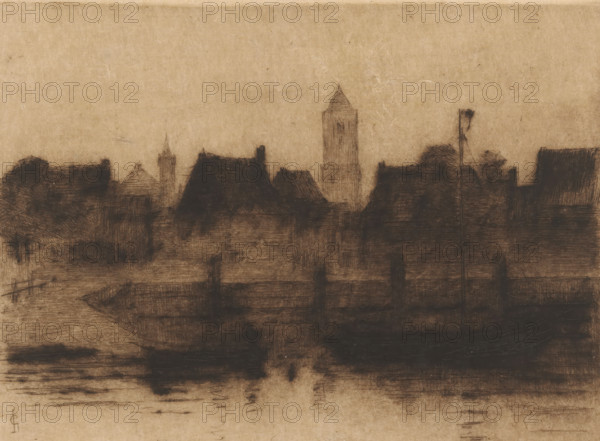 Tholen at evening, Tholen (original title), Schetsen in Holland (original series title), print, In