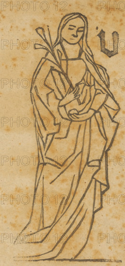 Unknown saint, Saints, print, album page, This print is part of an album., 1800 - 1899, printmaker,