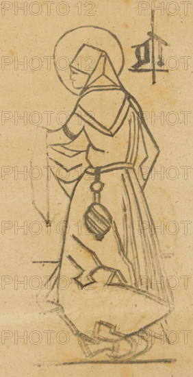 Unknown saint, Saints, print, album page, This print is part of an album., 1800 - 1899, printmaker,
