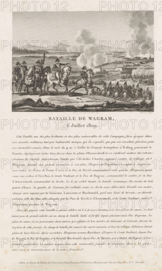 Battle of Wagram, 1809, Bataille de Wagram, 6 Juillet 1809, print, book illustration, The Battle of