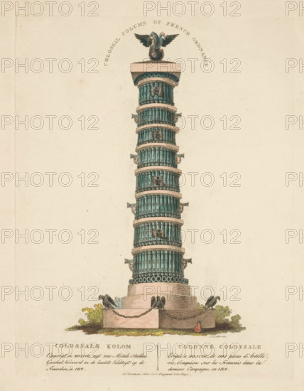 Colossal Column of French Ordnance, Colossal Column, Column in Moscow, 1812, print, Colossal column