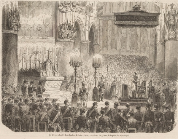 Thanksgiving service at the capture of Sevastopol, 1855, Te Deum chanté dans l'église de
