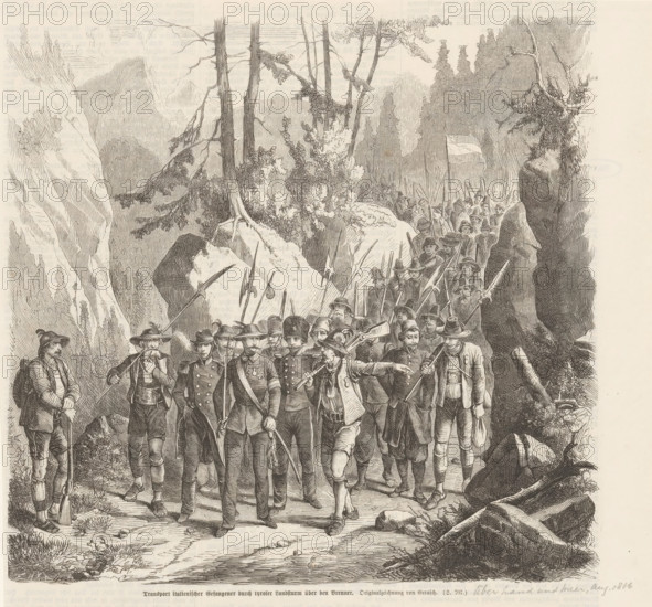 Transport of Italian prisoners of war, 1866, Transport italienischer Gefangener durch tyroler