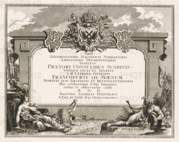 Dedication with Mercury and a river god, Viris generosissimis magnificus nobilissimis amplissimis,