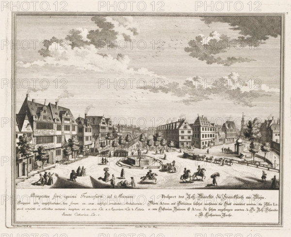 Prospectus fori equini Francofurti ad Moenum, Prospect des Hofs-Marckts zü Frankfurth am Maïn, View