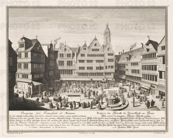 Prospectus fori equini Francofurti ad Moenum, Prospect des Marckts zü Frankfurth am Maïn, View of a