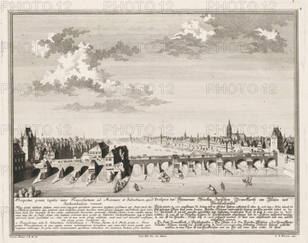View of the Old Bridge, in Frankfurt am Main, Prospectus pontis lapidei inter Francofurtum ad