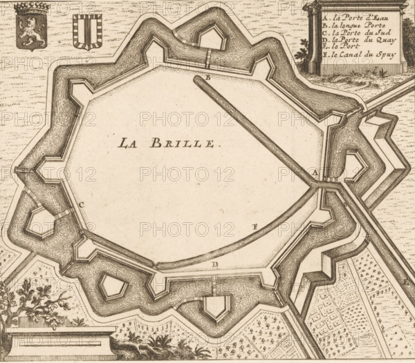 La Brille, Fortification plan of Brielle, area plan, print, Plan of the fortifications of Brielle,