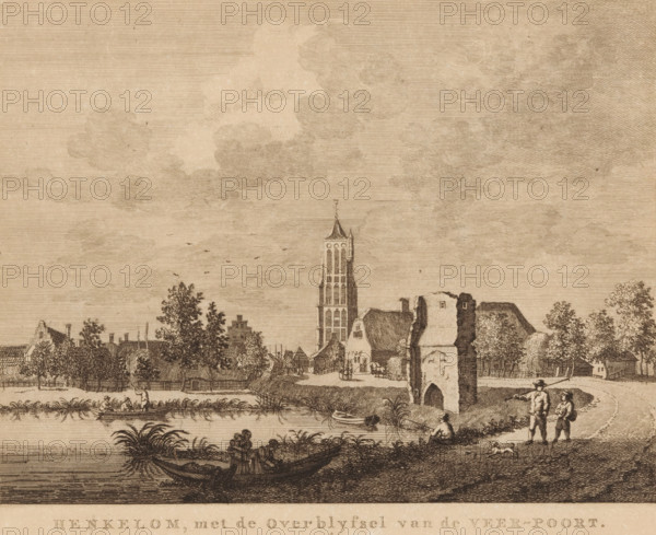 View of Heukelum with the ruin of the ferry gate, Heukelum, with the remains of the ferry gate,