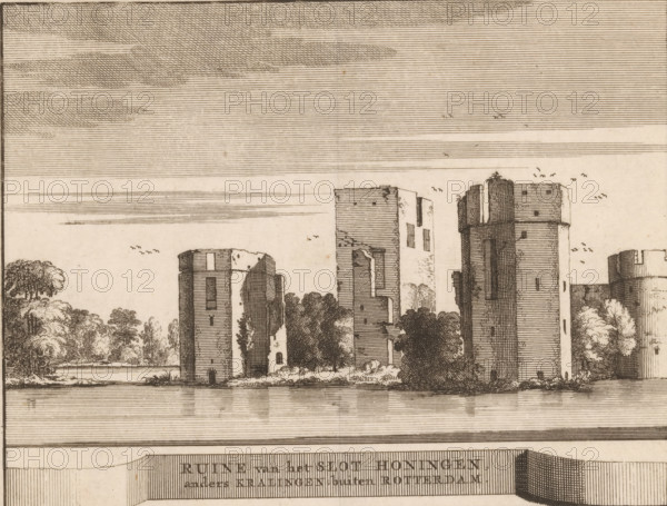 View of the ruins of Honingen Castle, Ruins of Honingen Castle, also known as Kralingen outside