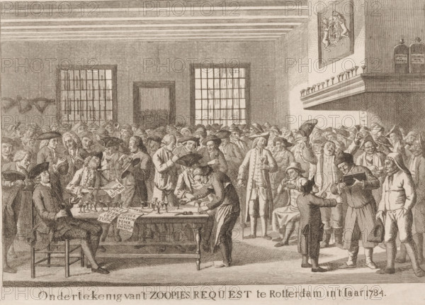 Zoopies Request, Signing of the Zoopies Request in Rotterdam in the year 1784, print, Series