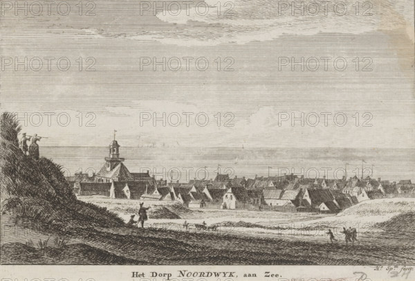 View of Noordwijk aan Zee, The village of Noordwyk, by the sea, print, printmaker: Hendrik Spilman,