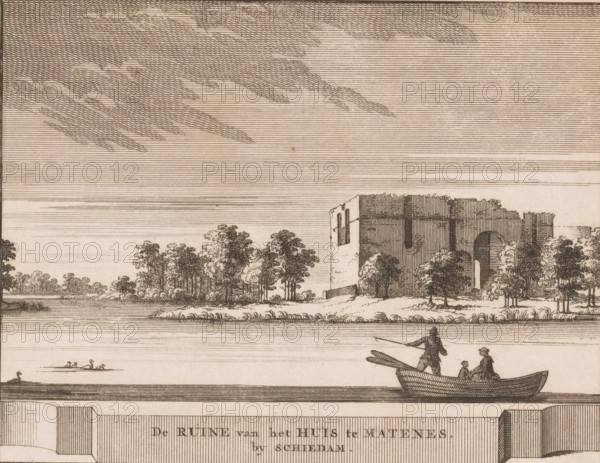 View of the ruins of Huis te Riviere in Schiedam, The ruins of the house at Matenes by Schiedam,