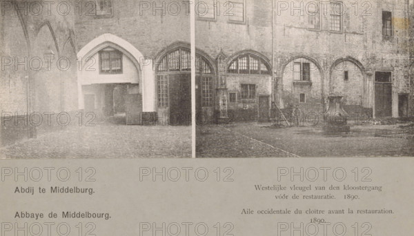 Western wing of the cloister before restoration, 1890, Aile occidentale du cloître, Western wing of