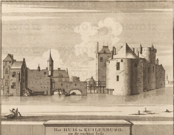 View of Culemborg Castle, The House at Kuilenburg on the right side, Castles, country estates and