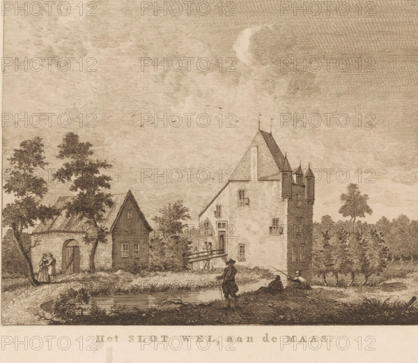 View of Well Castle, Het Slot Wel, on the Maas, print, Series number, 5, publisher: Evert Maaskamp,