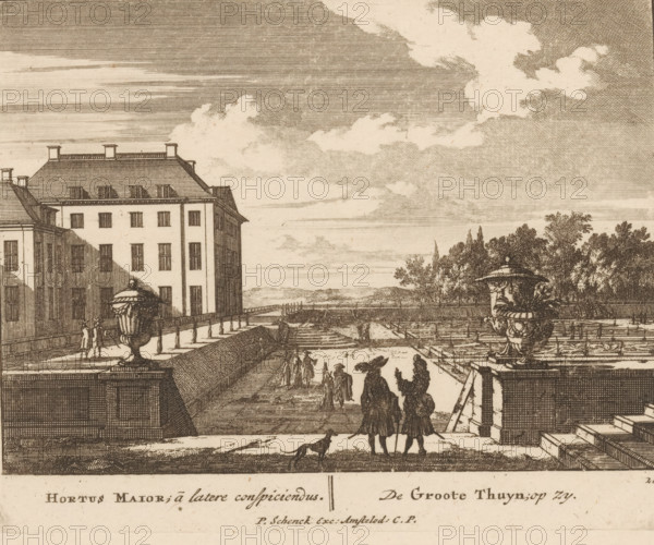 Hortus Maior, à latere conspiciendus, De Groote Thuyn, op zy, Tuin van Paleis Het Loo, Viervoudig