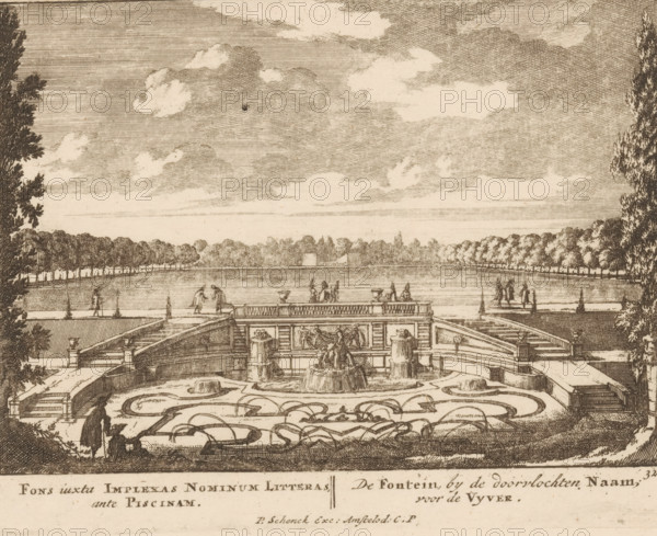 Fountain by the pond of Het Loo Palace, Fons iuxta Imlexas Nominum Litteras, ante Piscinam, The