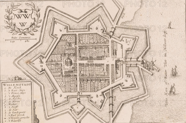 Willemstadt, Map of Willemstad, area plan, print, book illustration, printmaker, paper, etching,