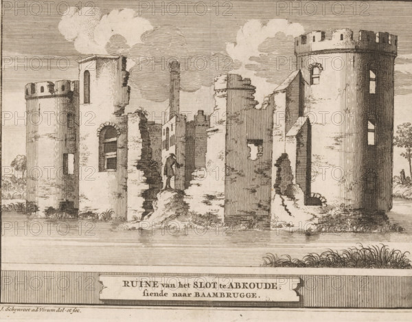 Ruins of the castle at Abcoude, looking towards Baambrugge, View of Abcoude Castle, print, book