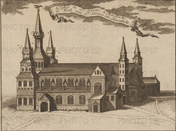 View of St. Servais in Maastricht, L'Eglise de St. Servais à Maestricht. the Church of St. Servaes