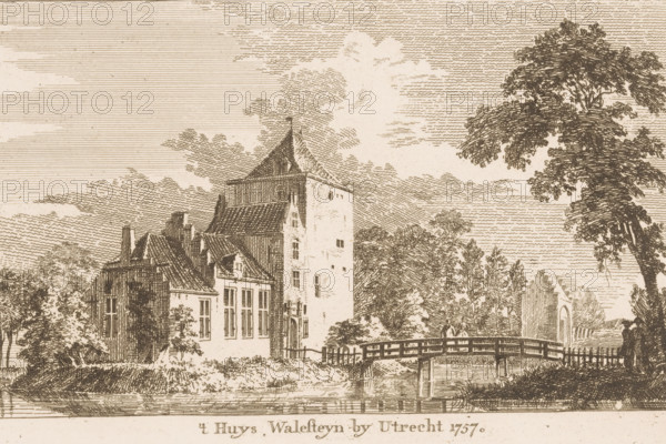 t Huys Walesteyn near Utrecht 1757, View of Walenburg Castle, Nederlangbroek, print, printmaker: