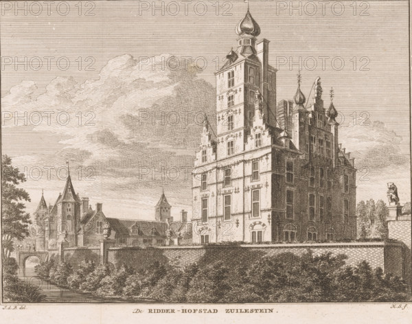 View of Zuilenstein Castle, Leersum, The knightly manor of Zuilestein, print, book illustration,