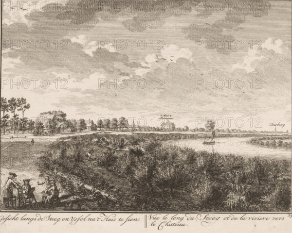 View along the IJssel at Middachten Castle and Doesburg, View along the Steeg and the Yssel towards