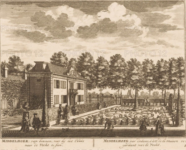 View of Middelhoek with garden, Middelhoek, from the inside, in front of the House to be seen