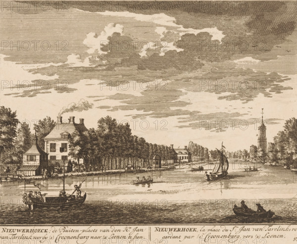 House Nieuwerhoek on the Vecht, Nieuwerhoeck, the country estate of Mr. Jan van Tarelink seen past