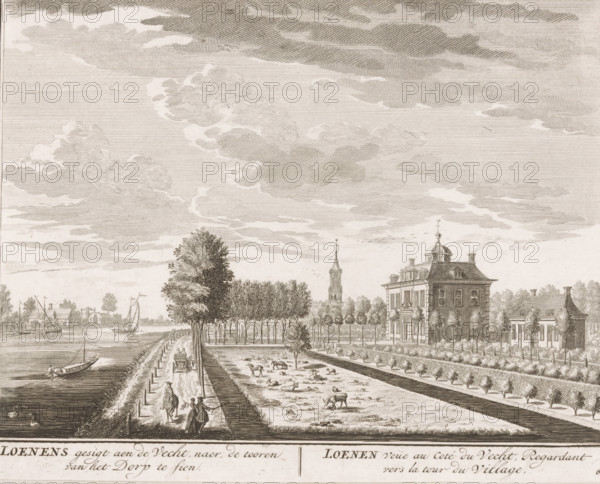 Loenens gesigt aen de Vecht, naer de tooren van het Dorp te sien, Loenen veüe au coté du Vecht,