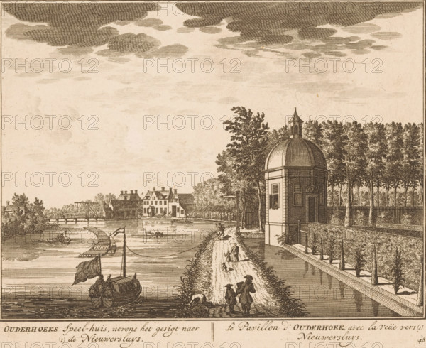 Ouderhoeks Speel-huis, nevens het gesigt naer (1) de Nieuwersluys, Le Pavillon d'Ouderhoek, avec la