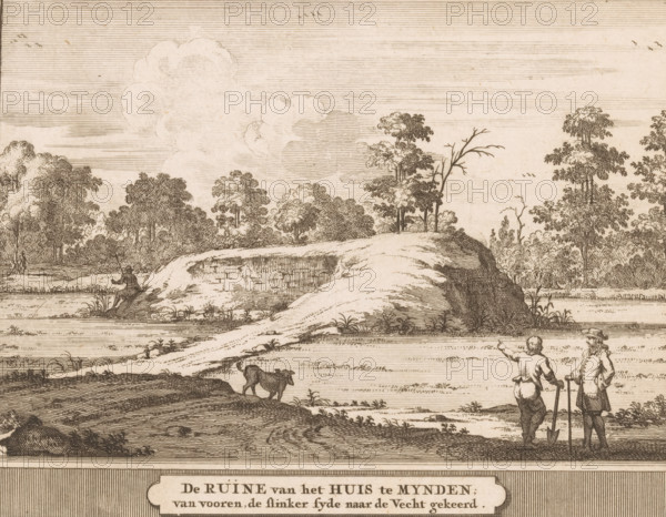 The Ruin of the house at Mynden, from the front, the left side turned towards the Vecht, View of