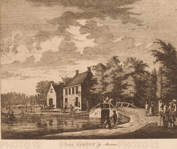 View of courthouse and inn Het Zwarte Varken, 't Zwarte Varken by Maarsen, print, Series number,