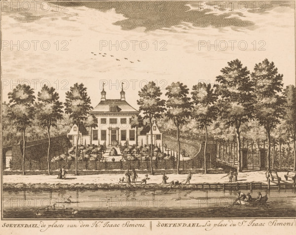 Soetendael, the place of Mr. Isaac Simons, View of country estate Soetendael, print, Series number,