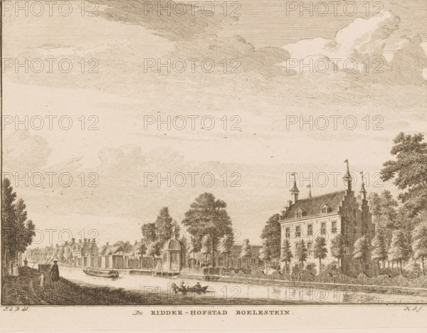 View of the Bolenstein house on the Vecht, De Ridder-Hofstad Boelestein, print, book illustration,