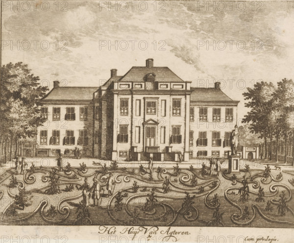 View of the rear of Soestdijk Palace, Het huijs van backteren, print, book illustration, Series