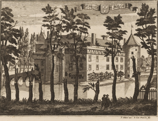 t Huys te Haar, View of De Haar Castle in Haarzuilens, print, book illustration, printmaker: Jan