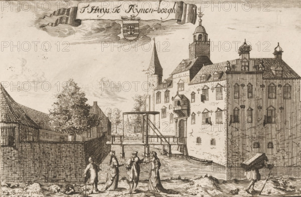 t Huys te Rynen-borgh, View of Rijnenburg Castle, print, book illustration, printmaker: Jan