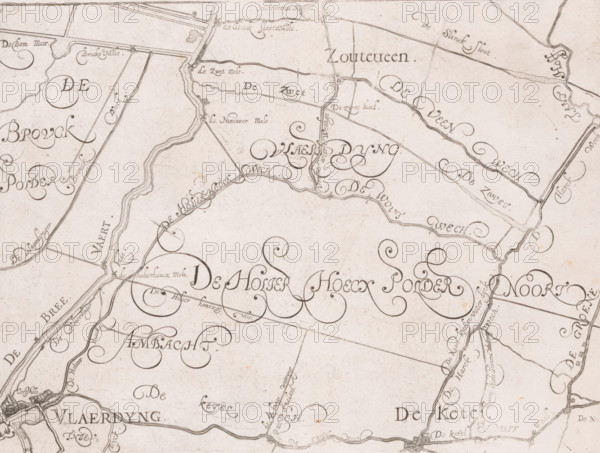 Map of the Schieland Water Board, with Vlaardingen, print, map, printmaker: Floris Balthasarsz. van