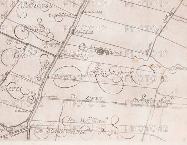 Map of the Schieland Water Board, with De Zweth, print, map, printmaker: Floris Balthasarsz. van