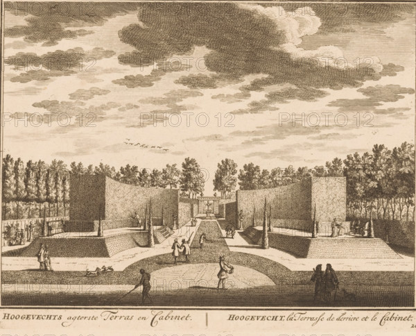 Hoogevechts agterste Terras en Cabinet, Hoogevecht, la Terrasse de derriere et le Cabinet, View of