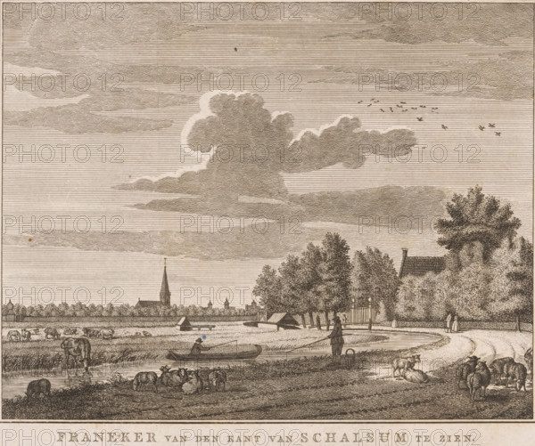 View of Franeker, seen from Schalsum, Franeker seen from the side of Schalsum, print, printmaker: